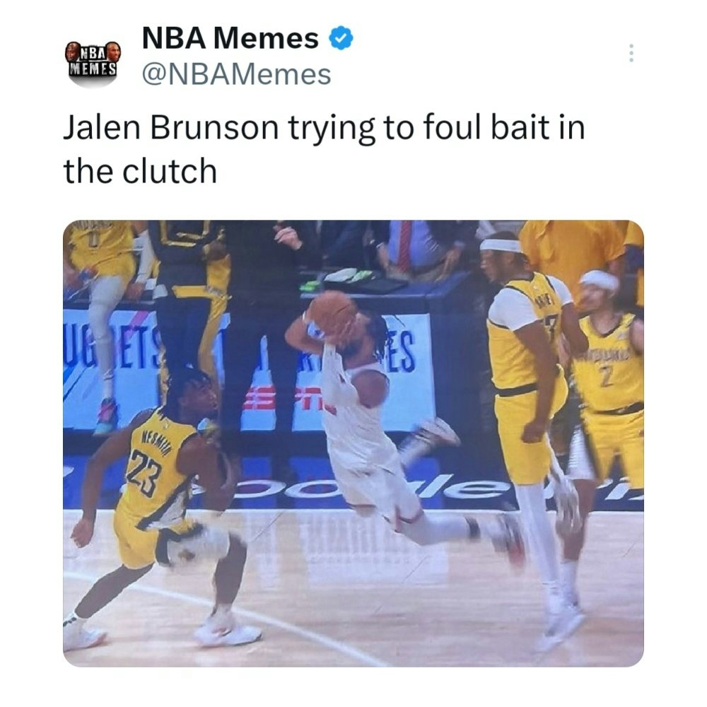 Brunson was really trying to get freethrows instead of making the shot 💀

#Knicks #NYKnicks #JalenBrunson #nbamemes