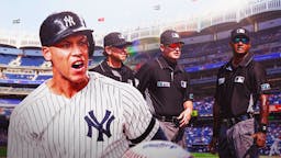 Yankees star Aaron Judge yelling at MLB umpires.