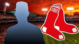 Dom Smith next to Boston Red Sox logo