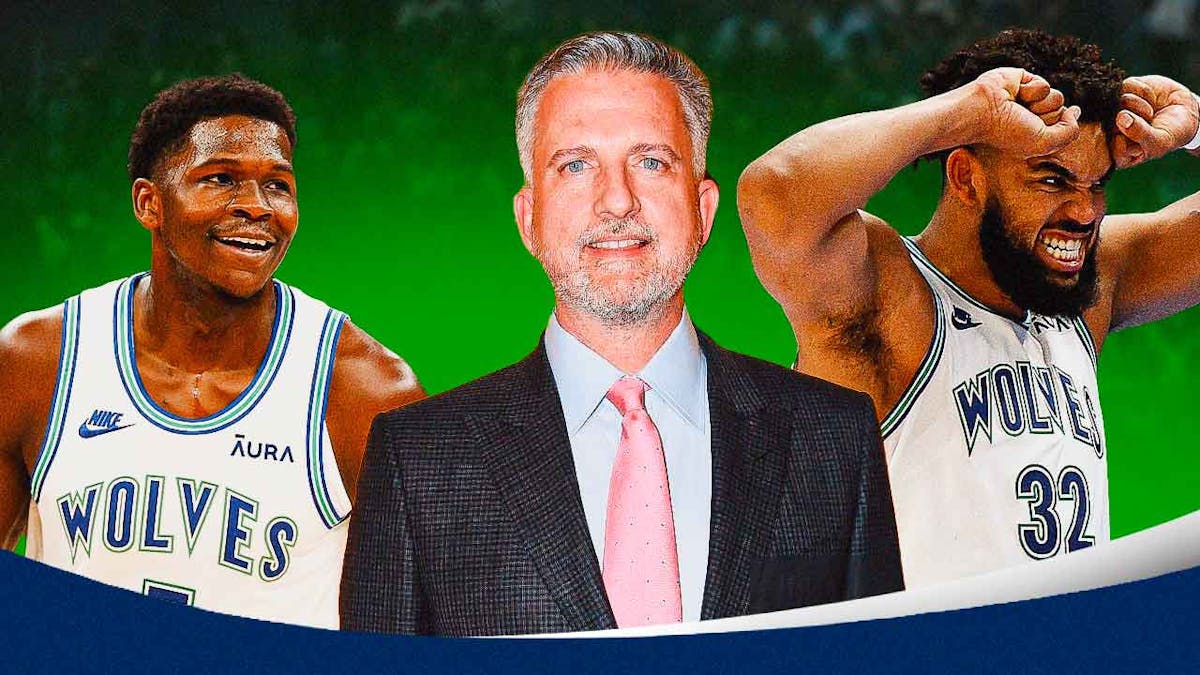 Bill Simmons with Timberwolves Anthony Edwards and Karl-Anthony Towns amid Nuggets NBA Playoffs series