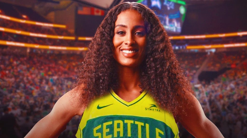 Seattle Storm player Skylar Diggins-Smith, with a happy expression on her face