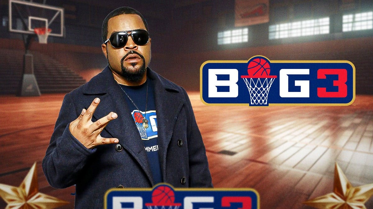 BIG3, Ice Cube, Ice Cube BIG3, BIG3 Los Angeles, BIG3 LA, Ice Cube and Big3 logo with basketball basketball