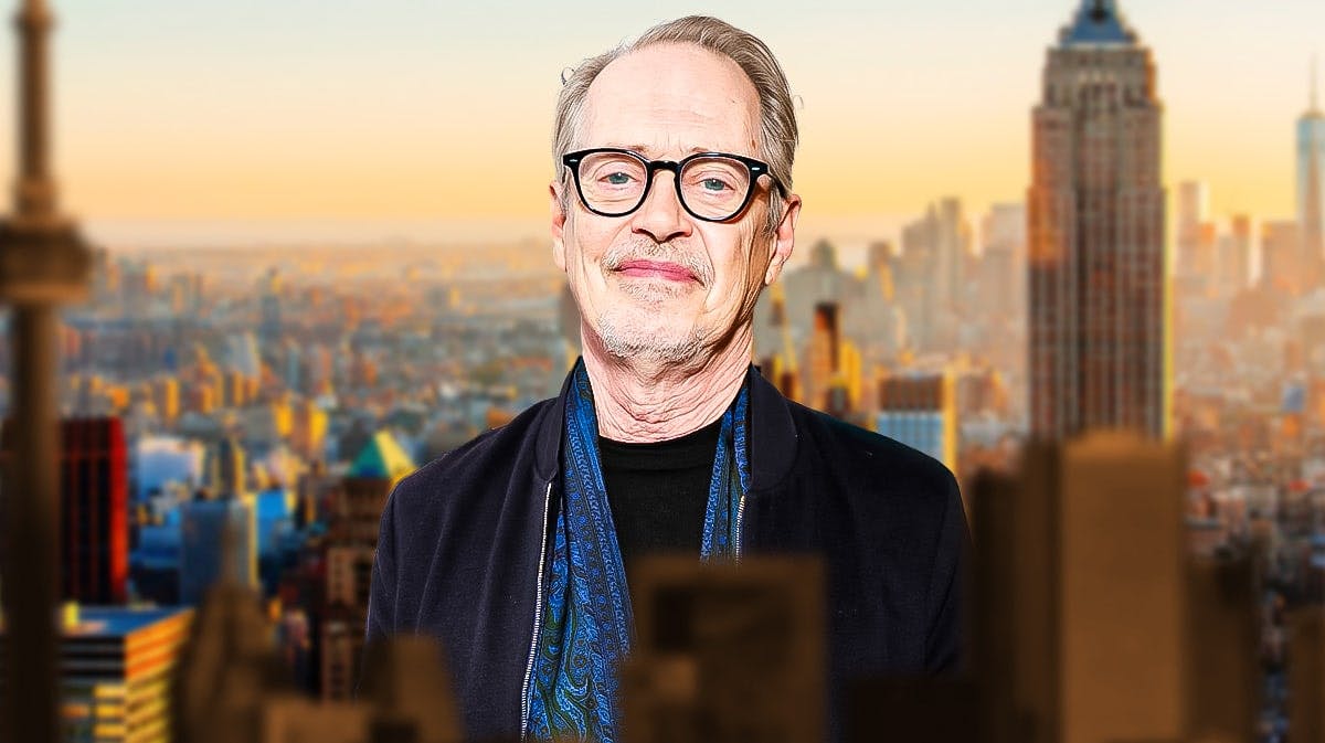 Actor Steve Buscemi and NYC skyline.