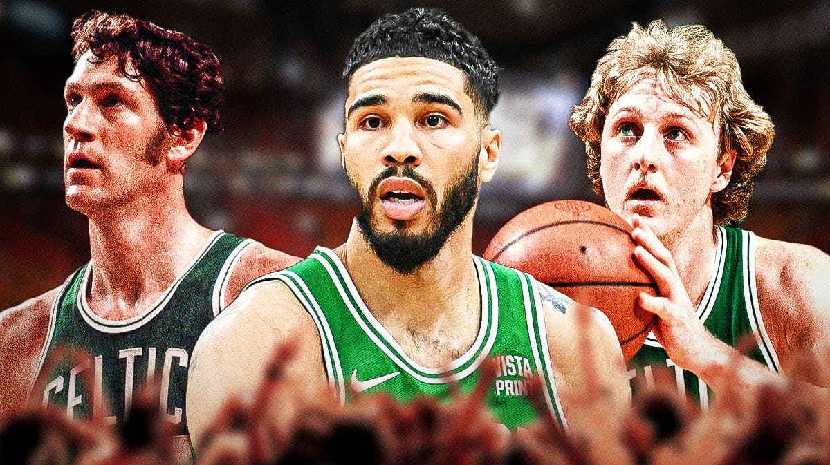 Celtics' John Havlicek, Jayson Tatum and Larry Bird