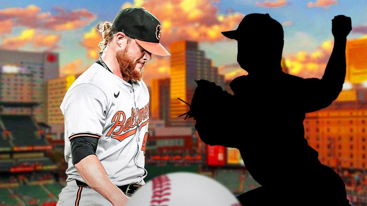 Orioles' Craig Kimbrel and a silhouette of a pitcher