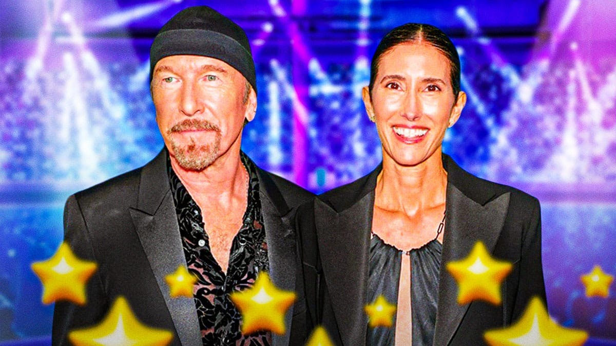HEART Award winners U2 guitarist The Edge with Morleigh Steinberg.