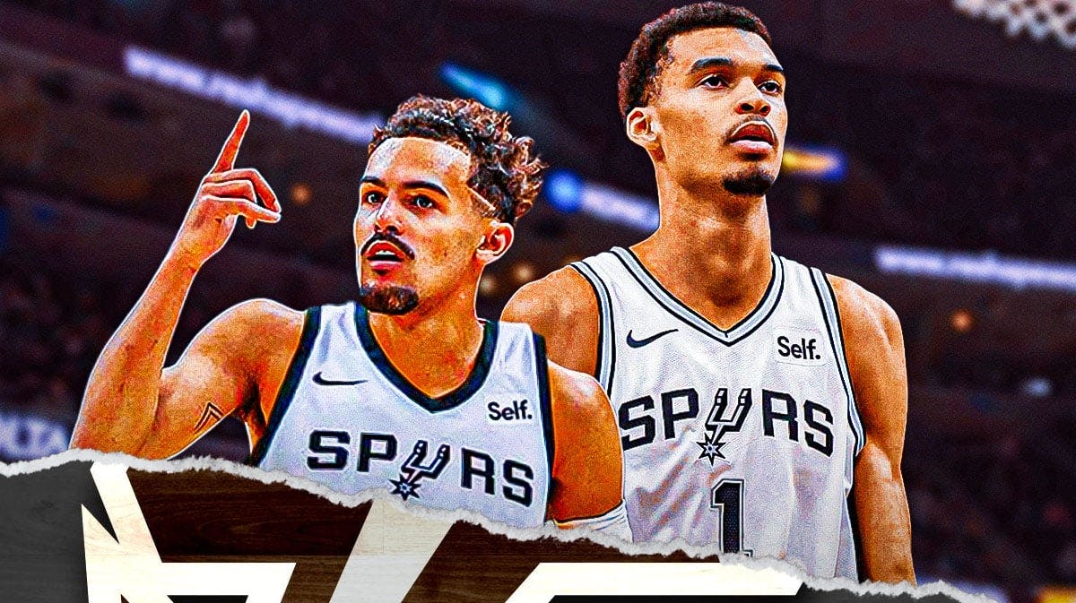 Trae Young and Victor Wembanyama in Spurs jerseys.