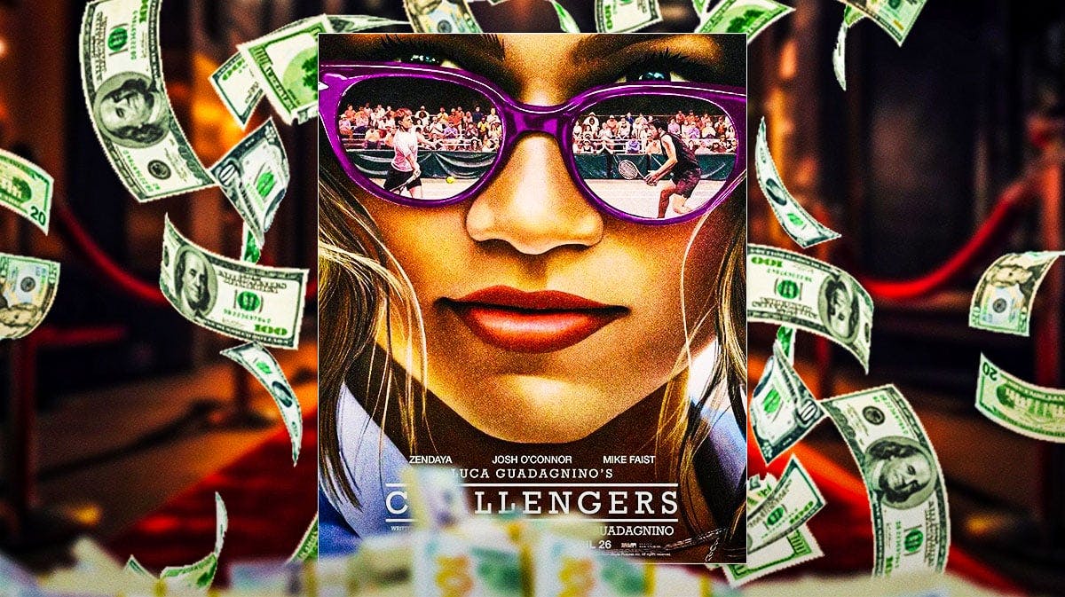 Challengers poster surrounded by money