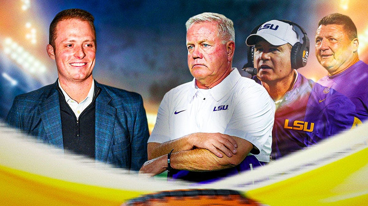 Greg McElroy with LSU coaches Brian Kelly, Les Miles, and Ed Orgeron