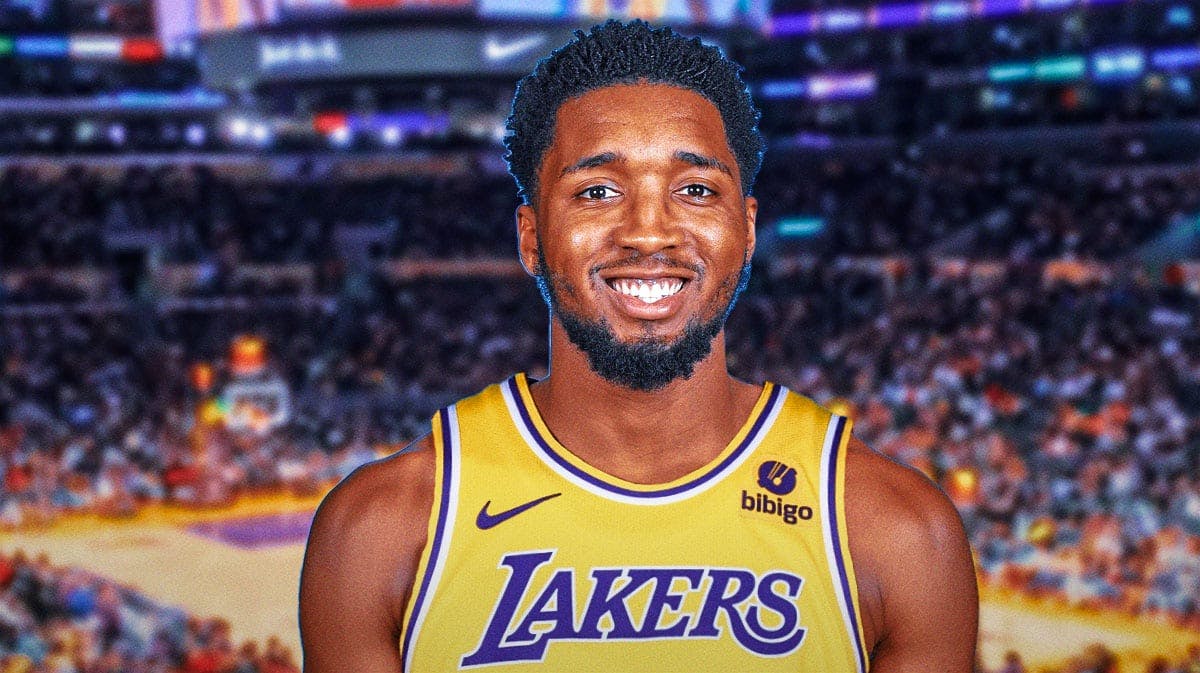 Cavs' Donovan Mitchell in a Lakers jersey