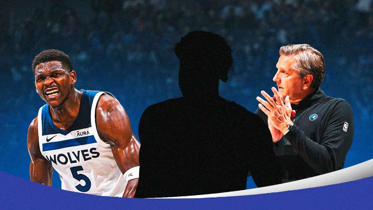 Anthony Edwards with silhouette of Jaden McDaniels amid Timberwolves win over Nikola Jokic Nuggets