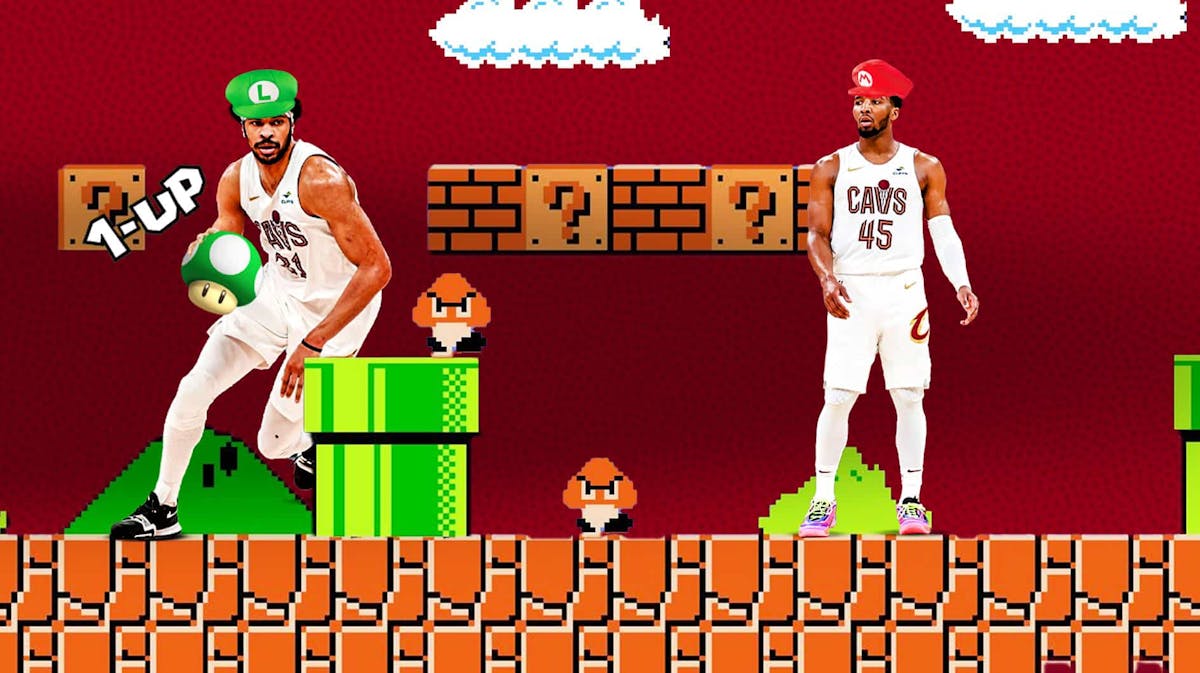 Cavs Donovan Mitchell and Jarrett Allen as Mario and Luigi respectively