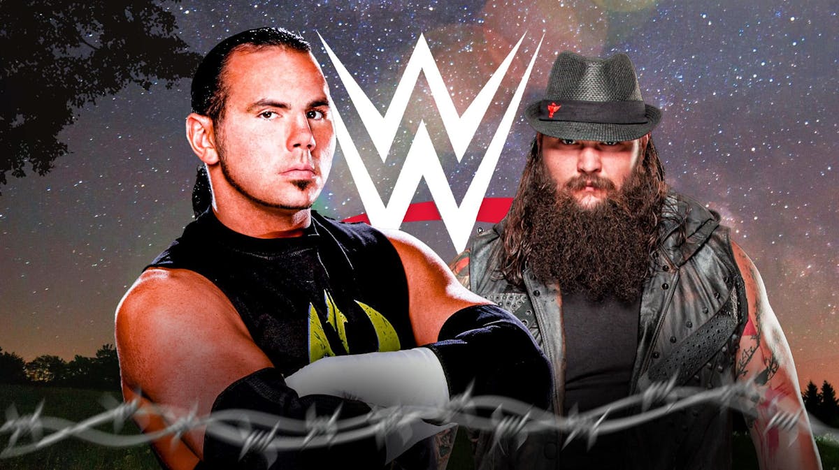 Matt Hardy next to Bray Wyatt with the WWE logo as the background.