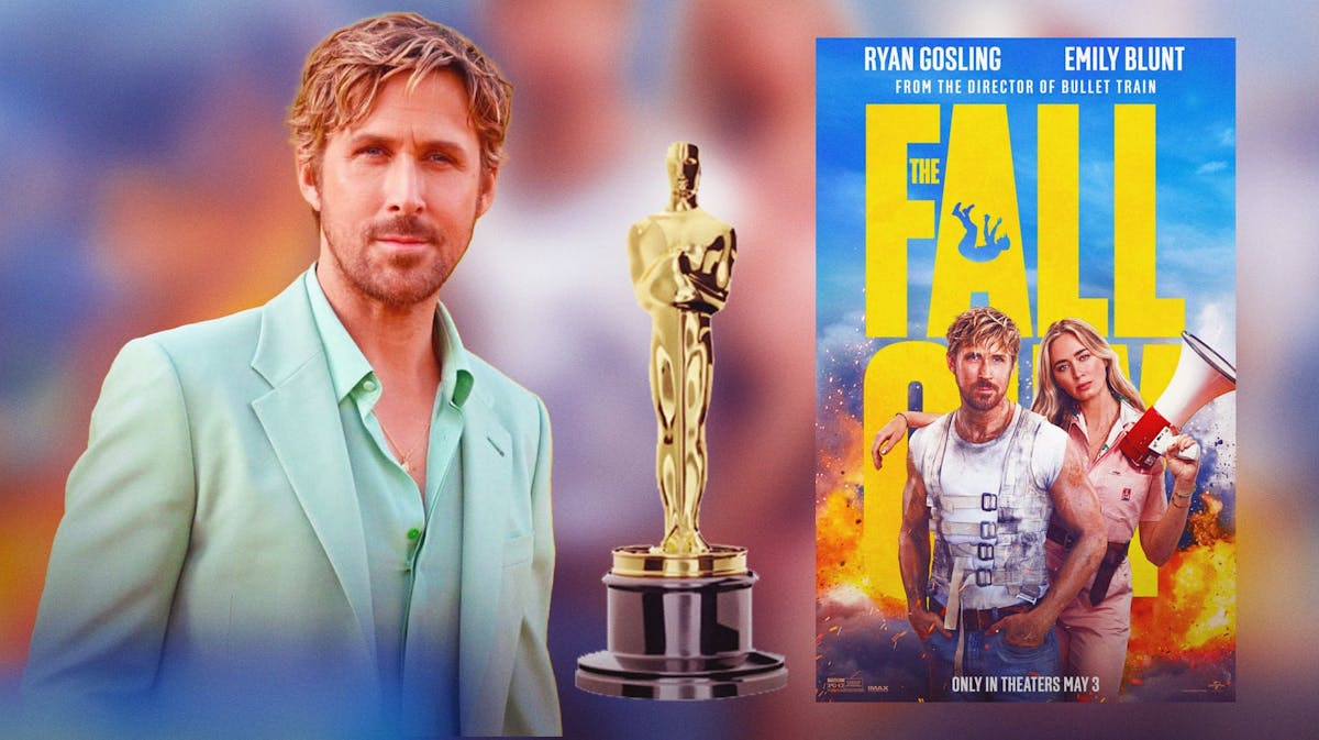 Ryan Gosling, Oscar statuette, The Fall Guy poster