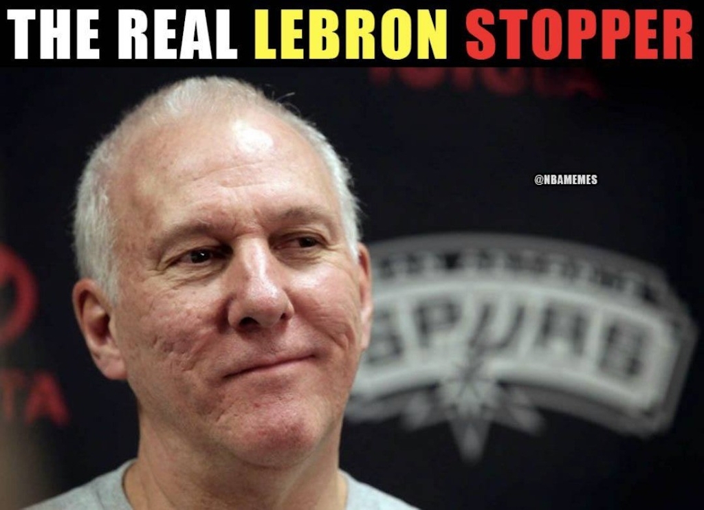 The ultimate LeBron stopper: Coach Pop. #SpursNation