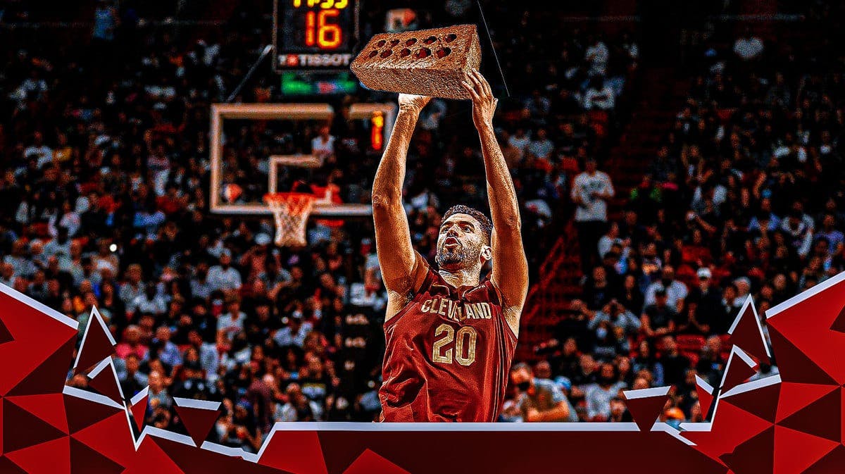 Cavs' Georges Niang shooting a brick instead of a ball