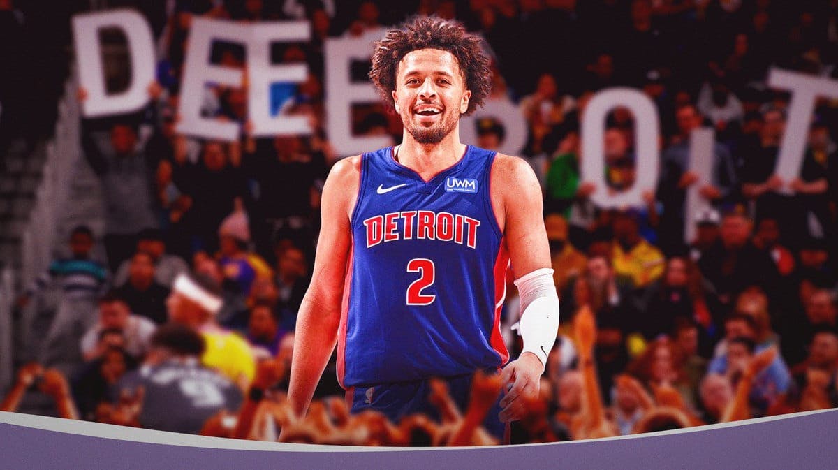 Cade Cunningham happy in front of Pistons fans