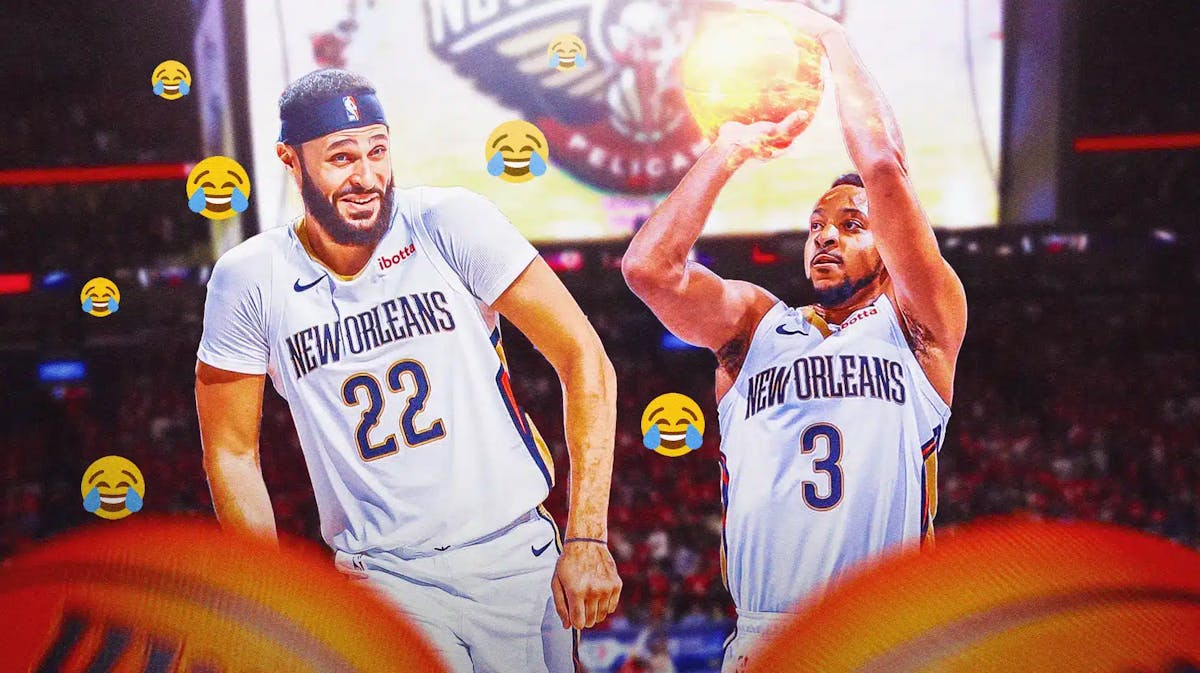 Pelicans' CJ McCollum shooting fireball, Larry Nance Jr. laughing
