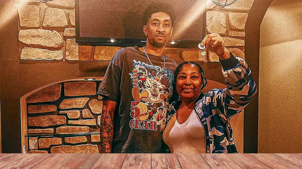 Los Angeles Lakers forward Christian Wood with his mother