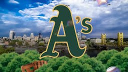Athletics logo in front of Sacramento