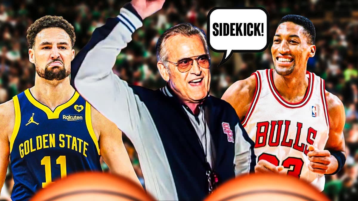 Klay Thompson and Scottie Pippen with Bruce Campbell from Sky High saying "Sidekicks!"