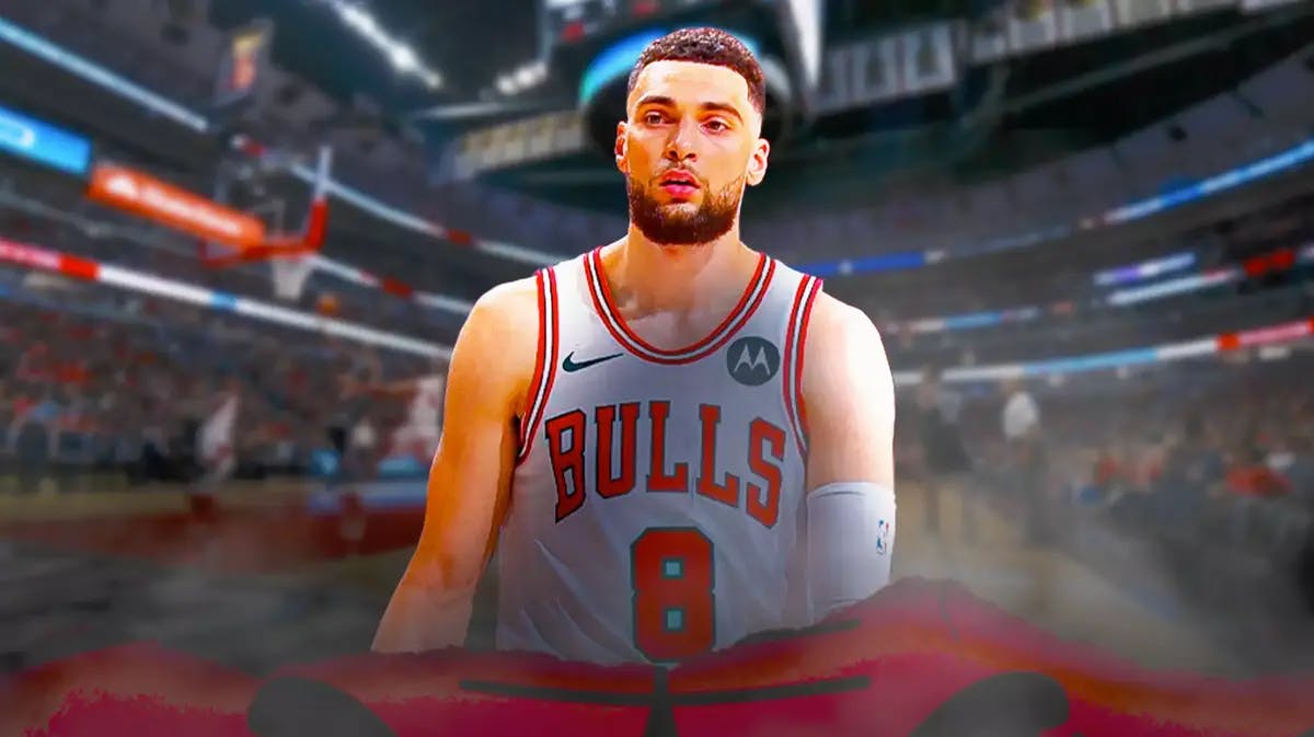 Bulls' Zach LaVine looking serious in front