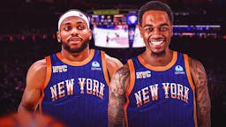 PJ Washington and Bruce Brown Jr. both in New York Knicks jerseys.