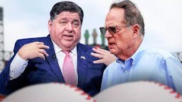 J.B. Pritzker on the left, Jerry Reinsdorf on the right.