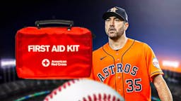 Houston Astros pitcher Justin Verlander, with a first aid kit.