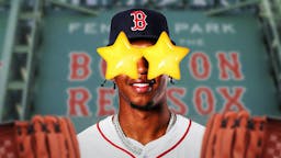 Photo: Brayan Bello in Red Sox jersey with stars in her eyes