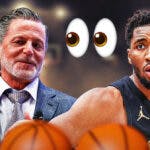 Cavs owner Dan Gilbert with Donovan Mitchell and emoji eyes