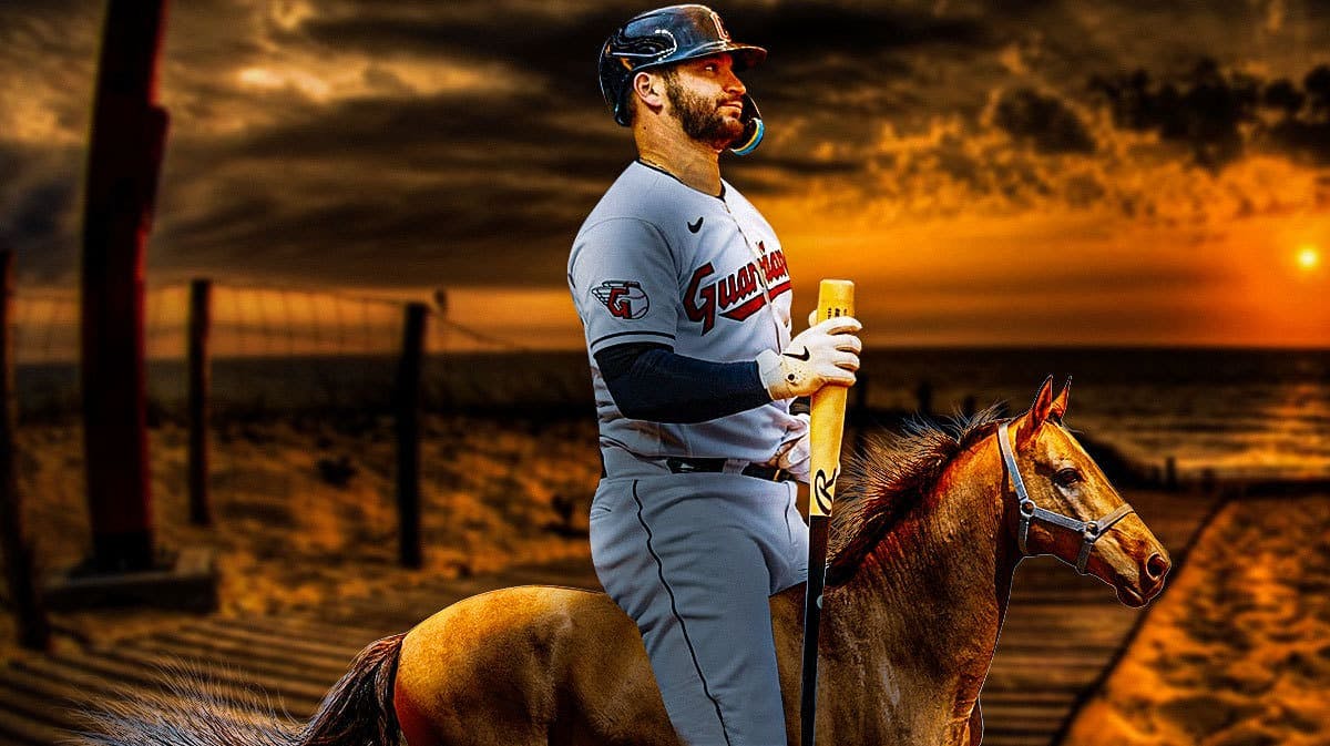 Mike Zunino riding on a horse into the sunset.