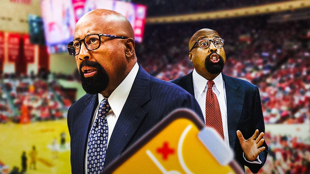 Indiana basketball, Hoosiers, Mike Woodson, Mike Woodson Indiana, Mike Woodson returning, Mike Woodson with Indiana basketball arena in the background,