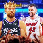 Sacramento Kings' Domantas Sabonis and Miami Heat's Kevin Love