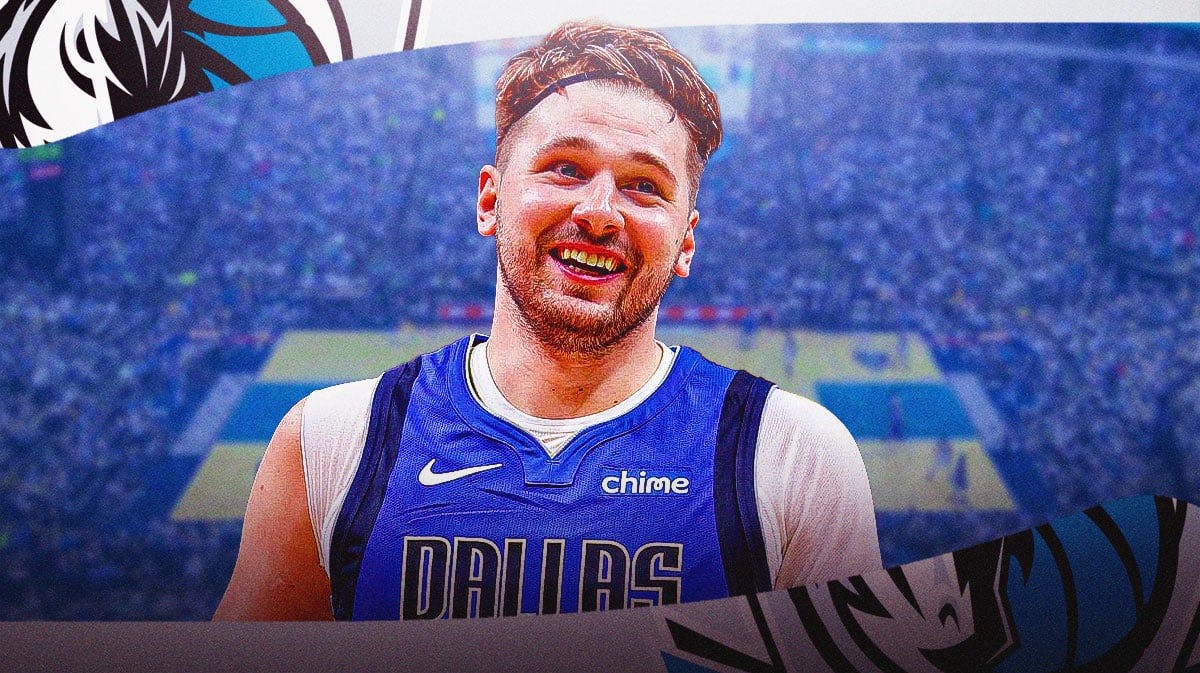 Luka Doncic with the Mavericks arena in the background, Chandler Parsons