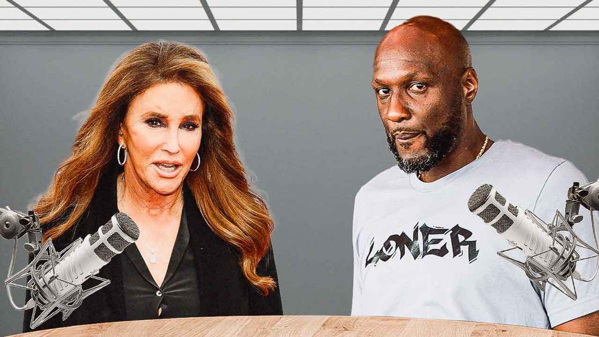 Lamar Odom with Caitlyn Jenner in a podcast studio