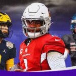 Cardinals Kyler Murray with Vikings NFL Draft prospects JJ McCarthy and Quinyon Mitchell