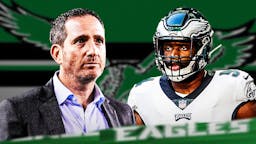 Philadelphia Eagles general manager Howie Roseman with defensive end Josh Sweat