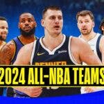 2024 All-NBA teams with Nikola Jokic, LeBron James, Luka Doncic, Jalen Brunson, Shai Gilgeous-Alexander, Steph Curry and Anthony Edwards