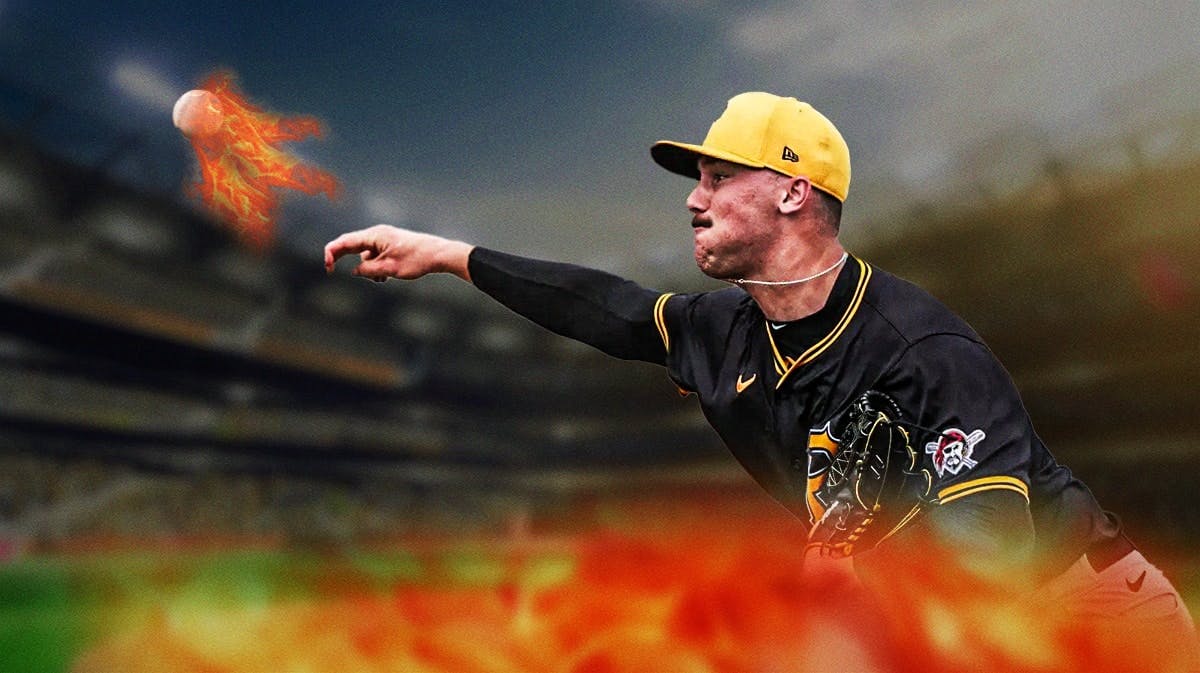 Pirates prospect Paul Skenes throwing a flaming hot fastball