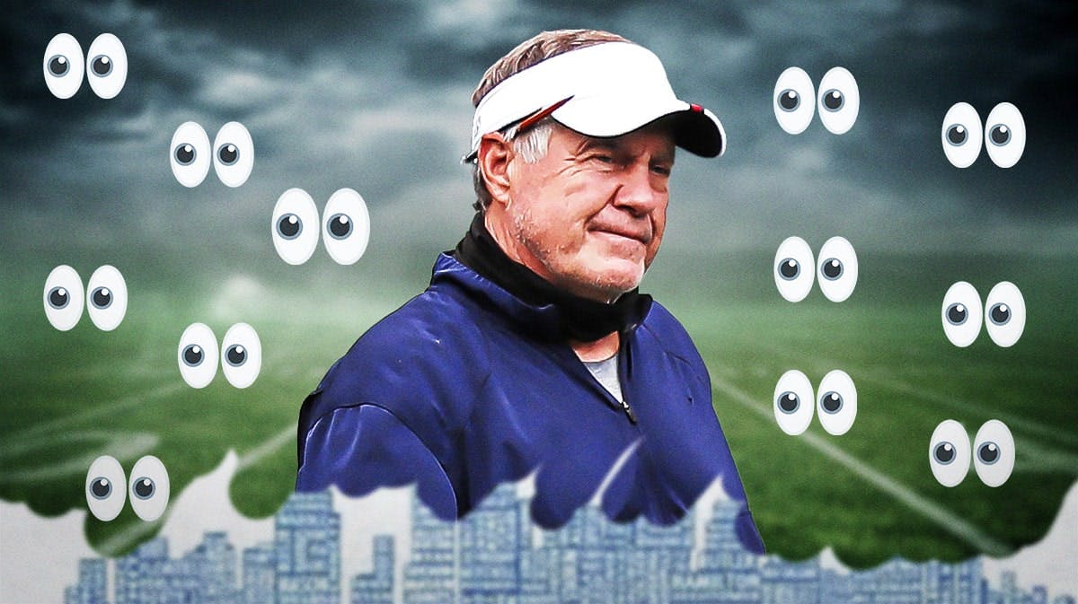 Bill Belichick surrounded by eyeball emojis
