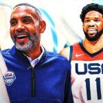 Grant Hill and 76ers' Joel Embiid in a Team USA jersey