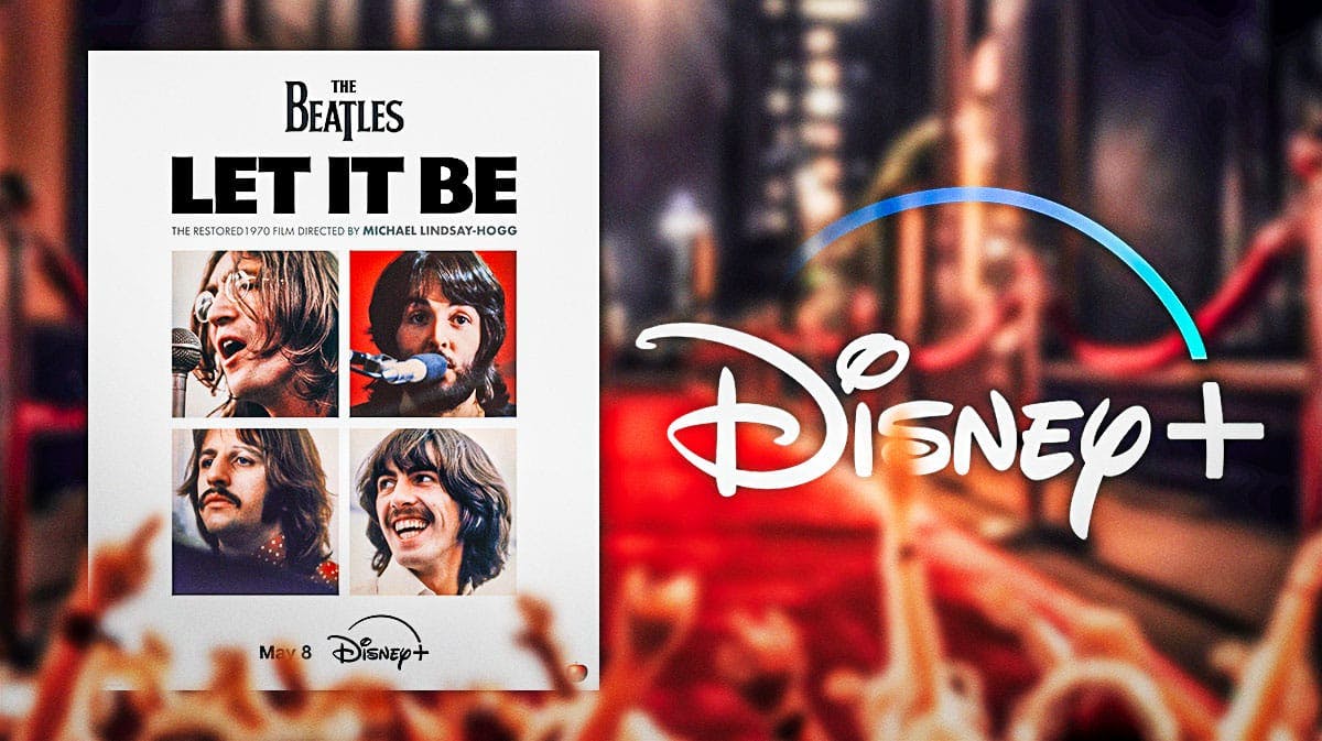 The Beatles Let It Be documentary poster with Disney+ logo.