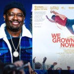 Lil Rey Howery and We Grown Now poster with Chicago skyline background.