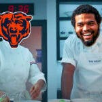 Caleb Williams (USC football) as Marcus of The Bear, then add a 2024 Chicago Bears logo on the uniform of Sydney (woman on left)
