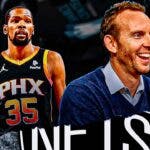 Suns Kevin Durant next to Nets Sean Marks