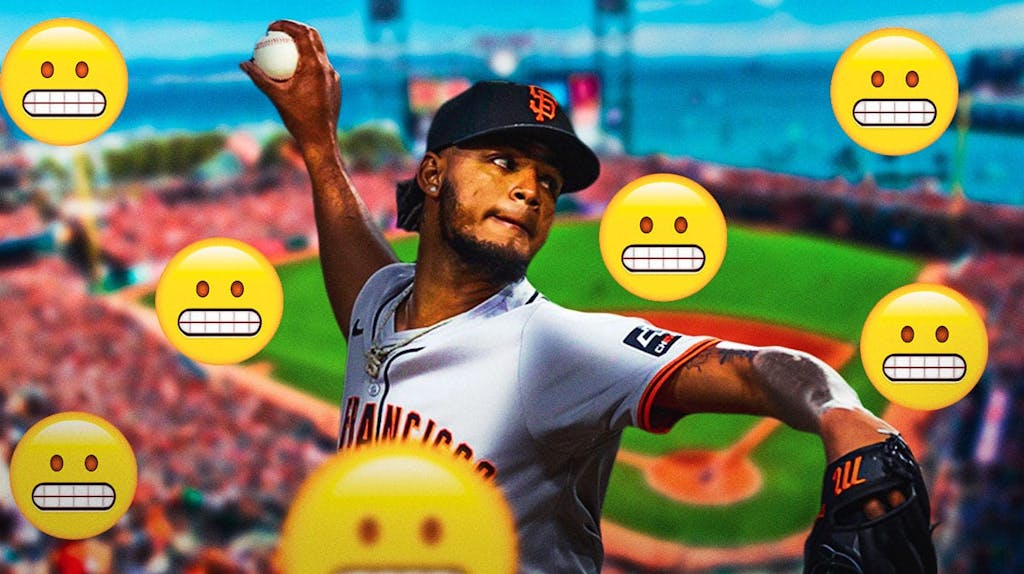 Camilo Doval with a bunch of the teeth clenched emojis in the background