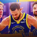 Warriors Stephen Curry with Steve Kerr and Klay Thompson after loss to Kings