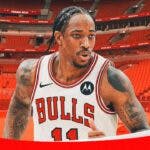 DeMar DeRozan, Bulls, DeMar DeRozan Bulls, DeMar DeRozan contract, DeMar DeRozan offer, DeMar DeRozan with Bulls arena in the background