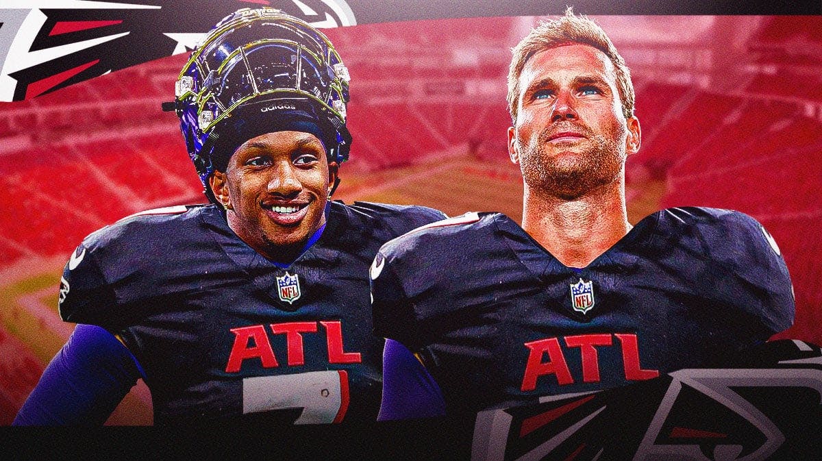 Photo: Kirk Cousins and Michael Penix Jr beside each other in action in Falcons jerseys